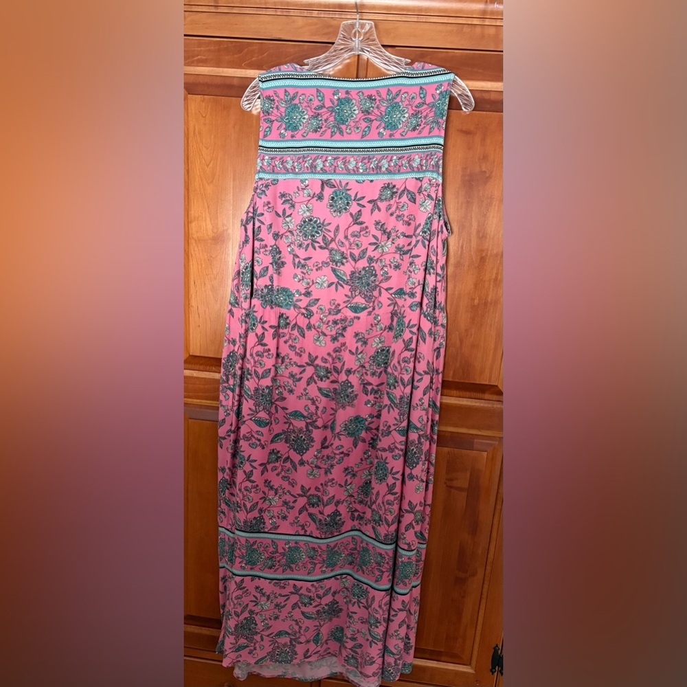 J. Jill Pink and Teal Floral Maxi Dress. Size Petite XL, Side Pockets. - Picture 7 of 10